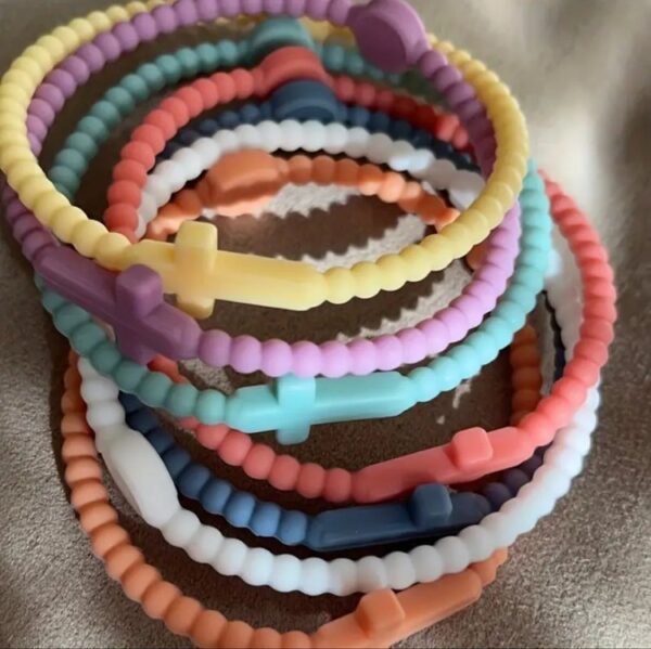Silicone Cross Bracelets, 7 pc - Image 2