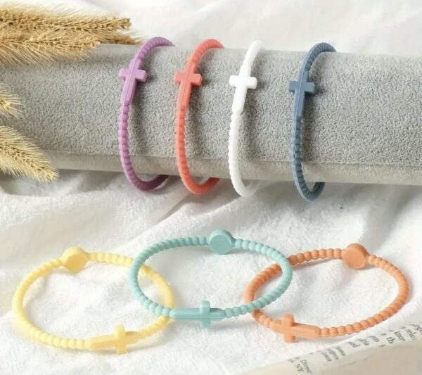 Silicone Cross Bracelets, 7 pc - Image 3