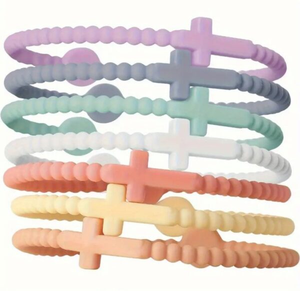Silicone Cross Bracelets, 7 pc