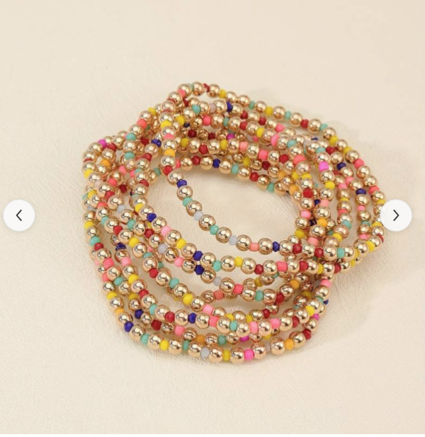 Colorful Beaded Stack Bracelets 6pc